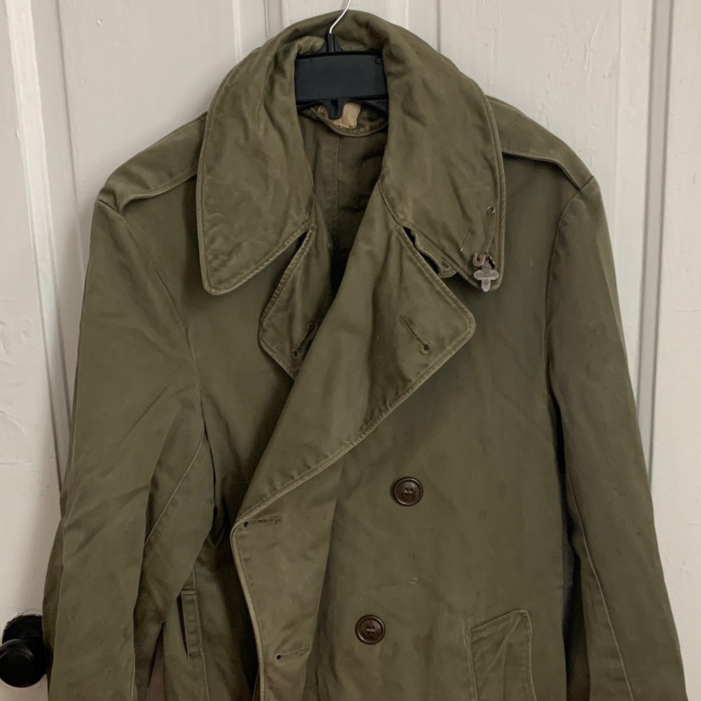 Olive Green Double-Breasted Trench Coat